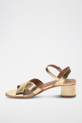 Sandalias de piel caprina de tacón Evy - Dorado