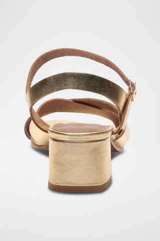 Sandalias de piel caprina de tacón Evy - Dorado