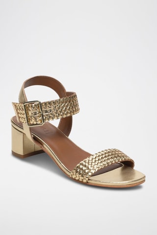 Sandalias de piel caprina de tacón Mary - Dorado