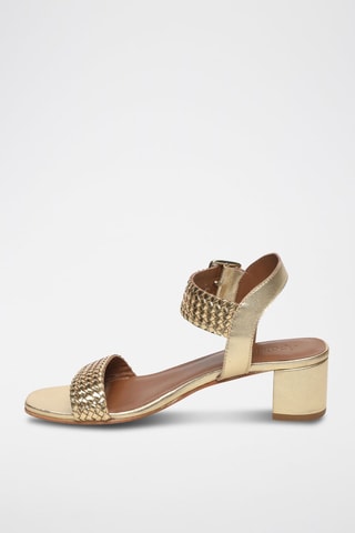 Sandalias de piel caprina de tacón Mary - Dorado