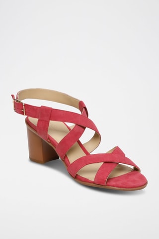 Sandálias de salto em nobuck Pavi - Vermelho - Vermelho e castanho