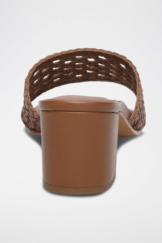 Ciabatte con tacco in pelle di capra Ryann - Cammello