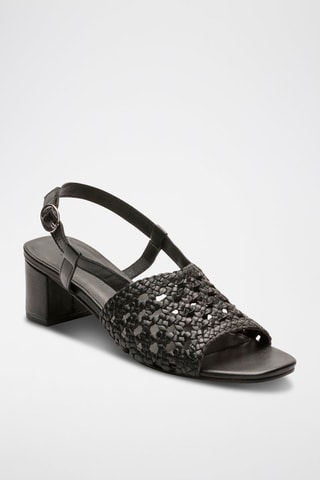 Sandali con tacco in pelle di capra Rayna - Nero