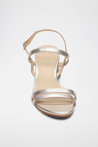Sandalias de piel de tacón Liam - Beige y plateado