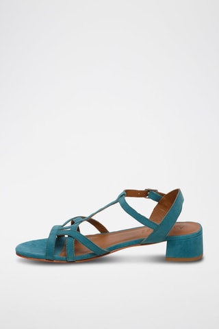 Sandálias de salto em nobuck Elina - Azul - Azul e castanho