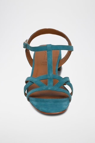 Sandálias de salto em nobuck Elina - Azul - Azul e castanho