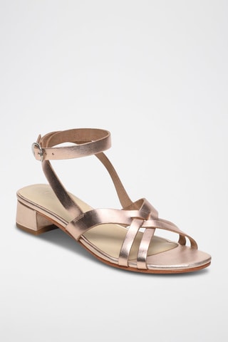 Sandalias de piel caprina de tacón Salem - Rosa dorado