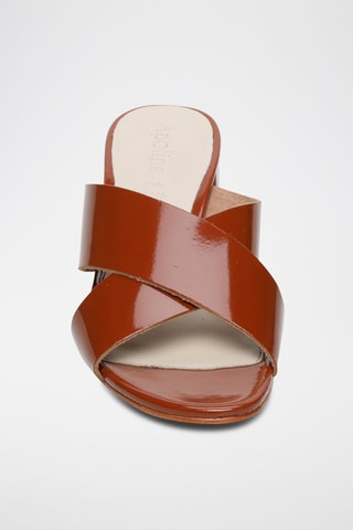 Ciabatte con tacco in pelle verniciata Baudi - Beige e marrone
