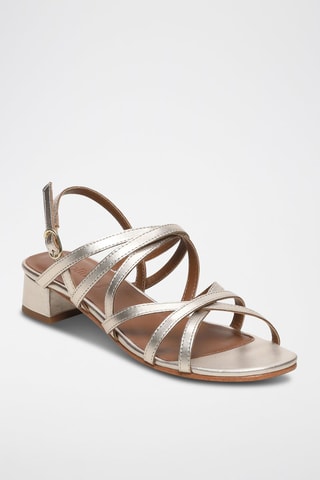 Sandalias de piel caprina de tacón Livia - Dorado