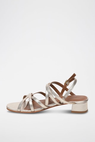 Sandalias de piel caprina de tacón Livia - Dorado
