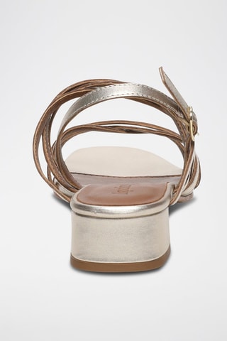 Sandalias de piel caprina de tacón Livia - Dorado
