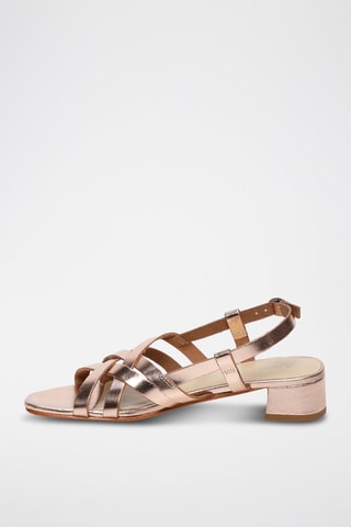 Sandálias de salto em couro Doris - Dourado-rosa - Rosa e dourado