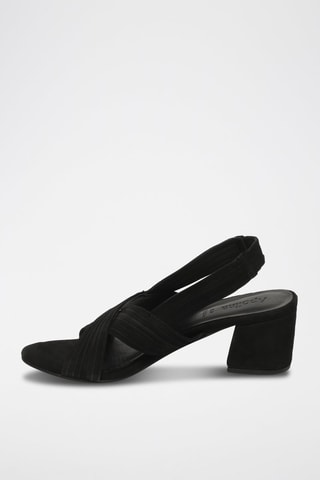 Sandali con tacco in pelle scamosciata Ria - Nero