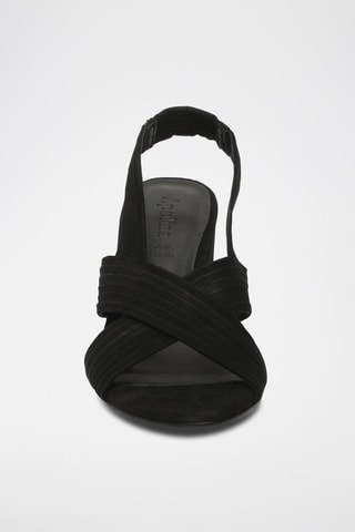 Sandali con tacco in pelle scamosciata Ria - Nero