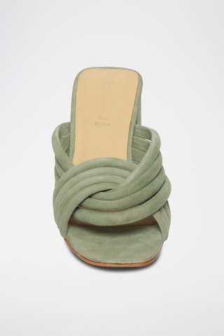Ciabatte con tacco in pelle di capra Helena - Kaki
