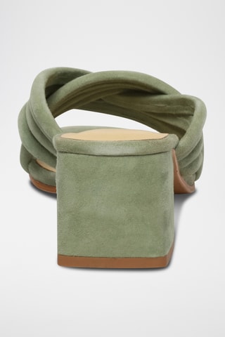 Ciabatte con tacco in pelle di capra Helena - Kaki
