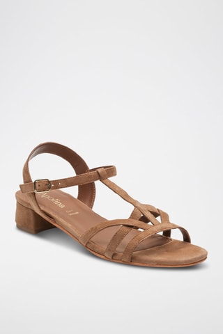 Sandali con tacco in pelle di capra Elina - Marrone