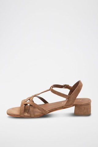 Sandali con tacco in pelle di capra Elina - Marrone