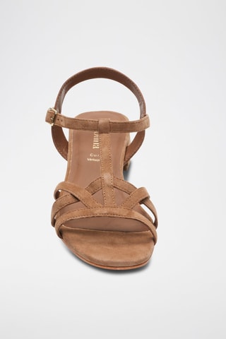 Sandali con tacco in pelle di capra Elina - Marrone