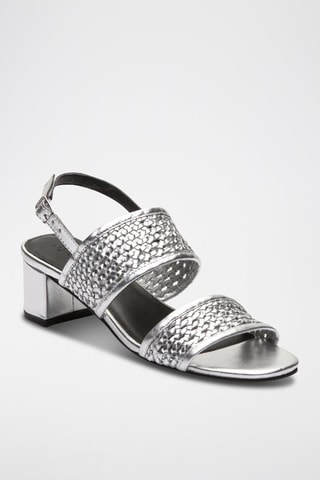 Sandali con tacco in pelle Ruth - Argentato