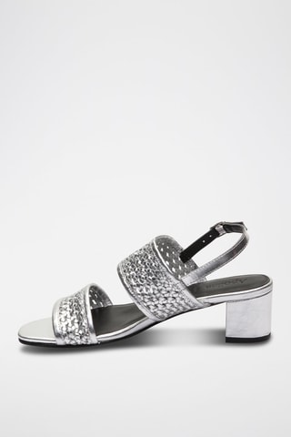 Sandali con tacco in pelle Ruth - Argentato
