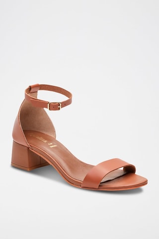 Sandali con tacco in pelle di bufalo Dany - Marrone