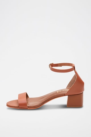 Sandali con tacco in pelle di bufalo Dany - Marrone
