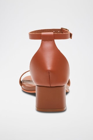 Sandali con tacco in pelle di bufalo Dany - Marrone