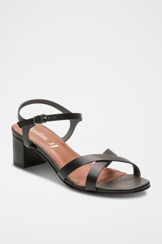 Sandali con tacco in pelle di camoscio Elvyne - Nero