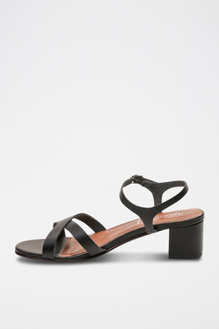 Sandali con tacco in pelle di camoscio Elvyne - Nero