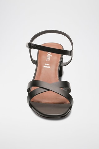 Sandali con tacco in pelle di camoscio Elvyne - Nero