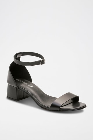 Sandali con tacco in pelle di bufalo Dany - Nero
