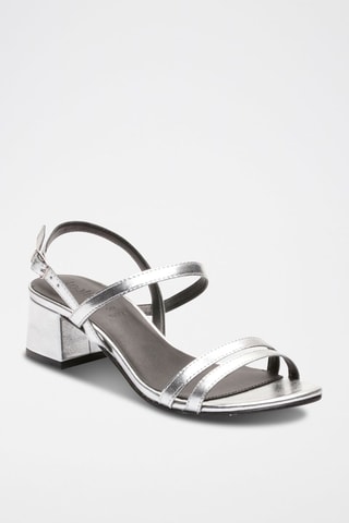 Sandalias de piel caprina de tacón Liam - Plateado