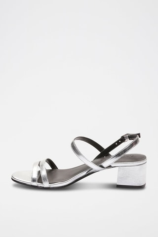 Sandalias de piel caprina de tacón Liam - Plateado