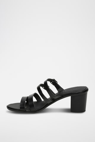 Ciabatte con tacco in pelle Zag - Nero