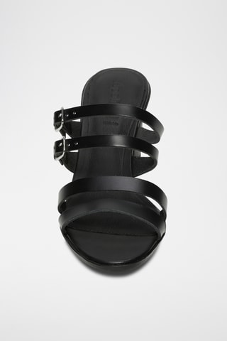 Ciabatte con tacco in pelle Zag - Nero