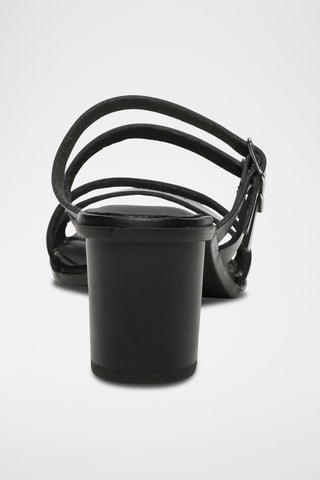 Ciabatte con tacco in pelle Zag - Nero