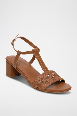 Geitenleren Sandalen met Hak Gioia - Camel