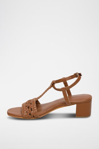 Geitenleren Sandalen met Hak Gioia - Camel