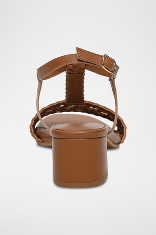 Geitenleren Sandalen met Hak Gioia - Camel