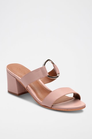 Ciabatte con tacco in pelle di capra Rosy - Rosa
