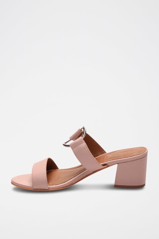 Ciabatte con tacco in pelle di capra Rosy - Rosa