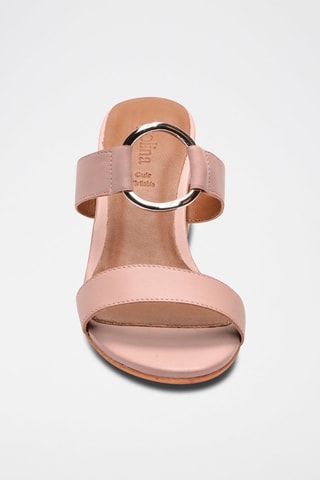 Ciabatte con tacco in pelle di capra Rosy - Rosa