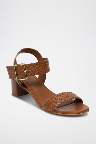 Sandali con tacco in pelle di capra Mary - Marrone