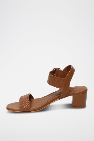 Sandali con tacco in pelle di capra Mary - Marrone