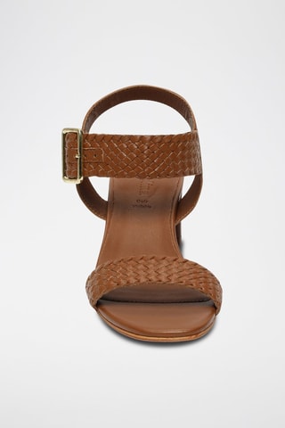 Sandali con tacco in pelle di capra Mary - Marrone