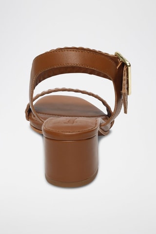 Sandali con tacco in pelle di capra Mary - Marrone