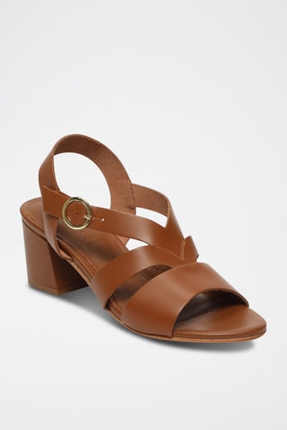 Sandálias de salto em couro Sienna Camel - Castanho