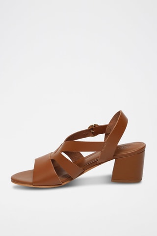 Sandálias de salto em couro Sienna Camel - Castanho