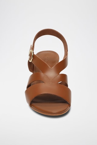Sandálias de salto em couro Sienna Camel - Castanho